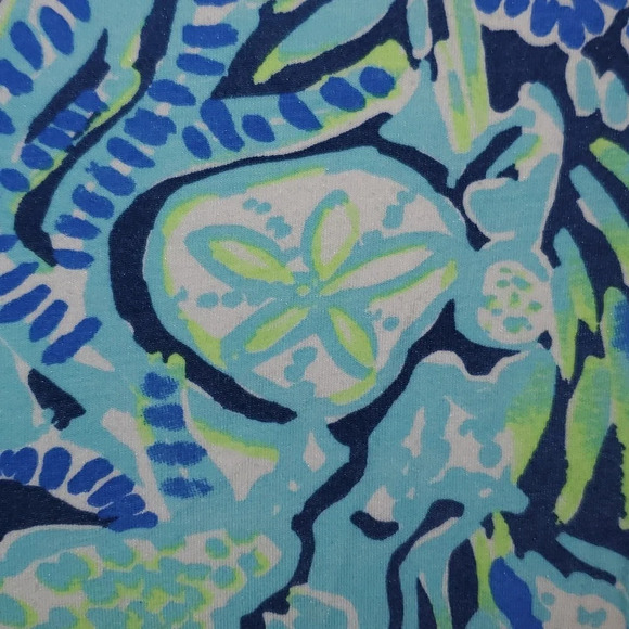 Lilly Pulitzer Blue and Green Sand Dollar Under The Sea Top 3/4 Sleeve Size M - Picture 10 of 13